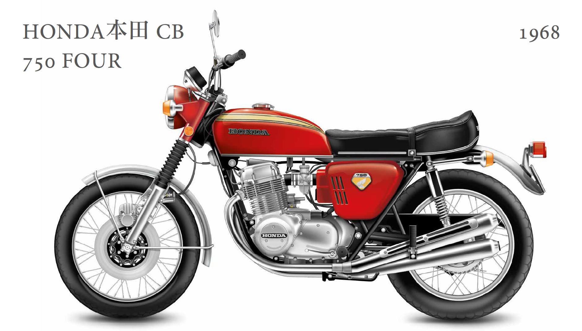 honda cb750 four在推出当时,引起了全球车迷的哗然,先进的四缸引擎