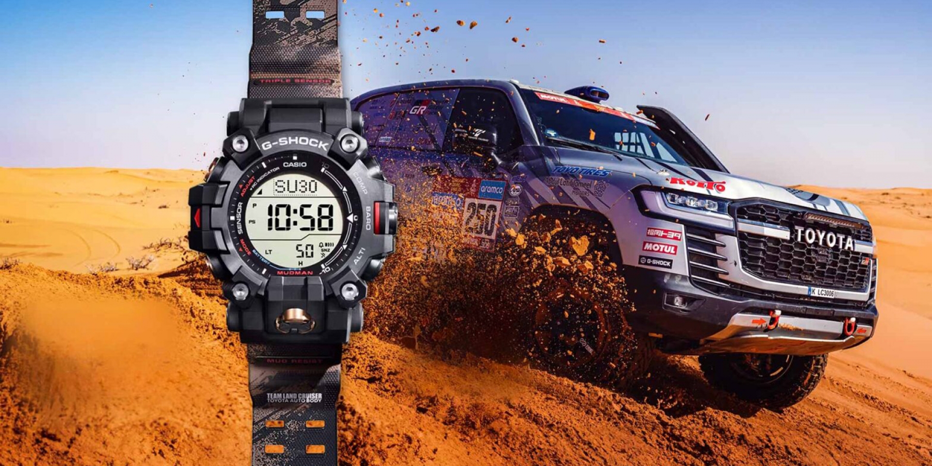 Toyota Auto Body 與 G-SHOCK 合作推出紀念款手錶，慶祝Land Cruiser達卡拉力賽 11 連霸！