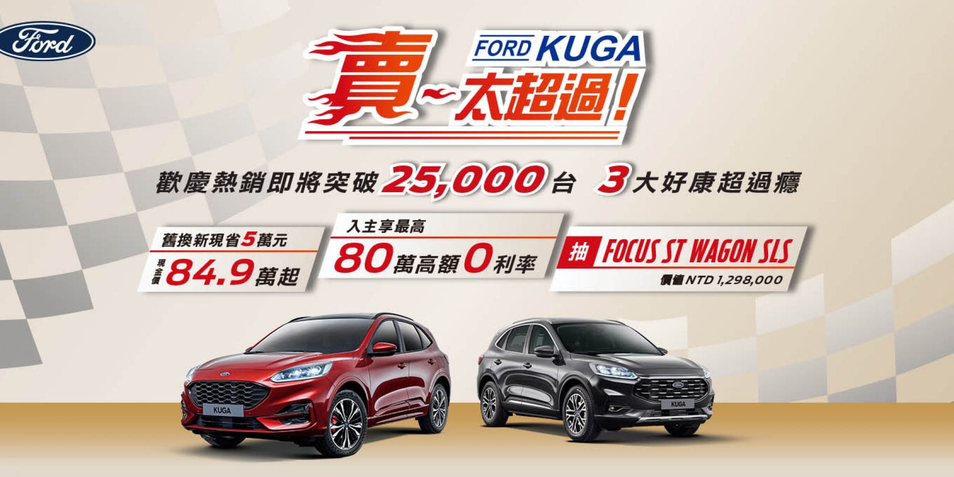 Ford Kuga賣太超過！舊換新現金價84.9萬起 Focus入主享五年延長保固 Ford全車系買再抽Focus ST Wagon SLS Edition