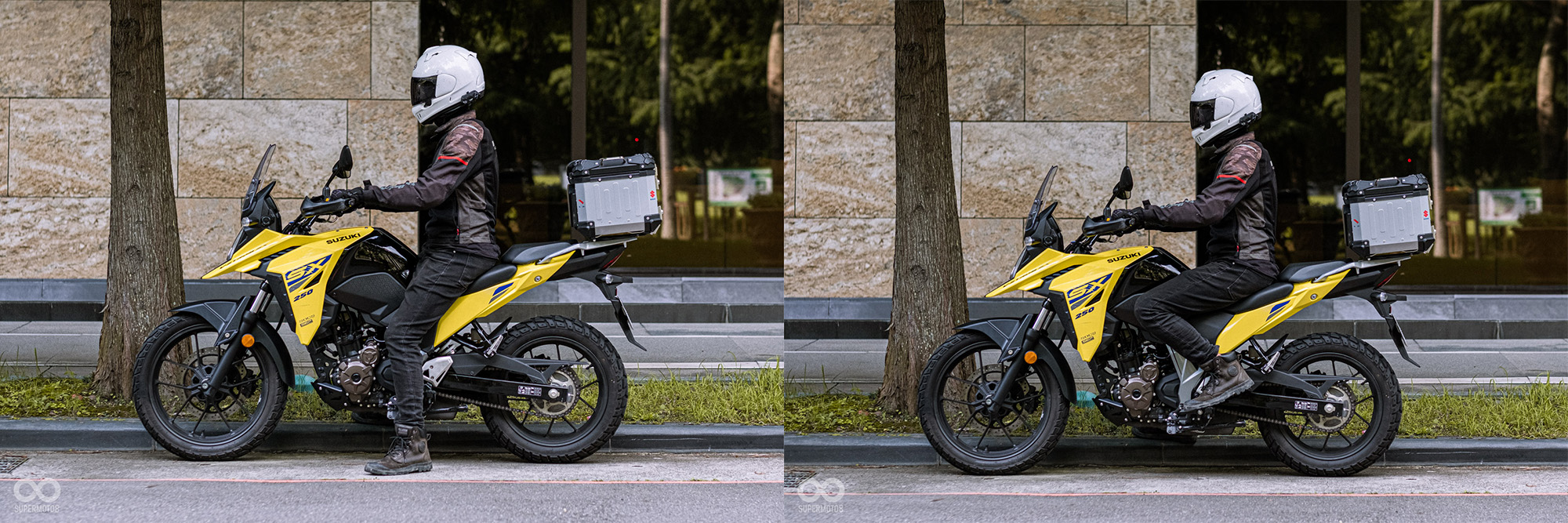 835mm座高的V-STROM 250 SX，實際乘坐起來的雙腳很容易平踏地面