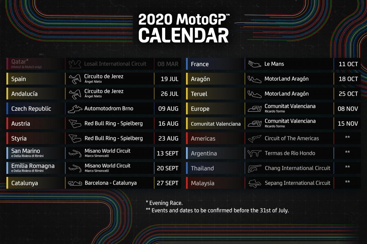 Motogp宣告回歸 賽季新賽程表公佈 七月底赫雷茲開跑 Supermoto8